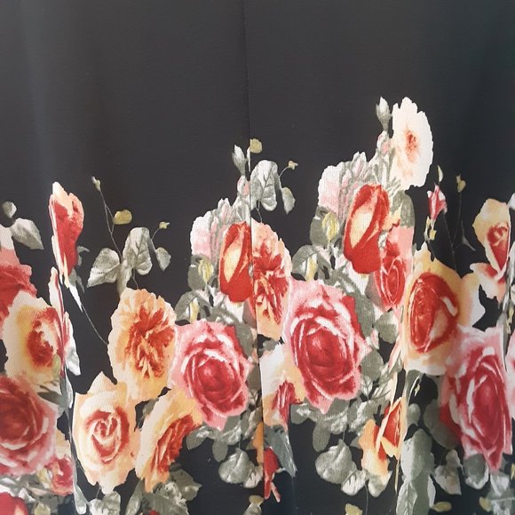 MAUVE Floral Cardigan‎ Sweater Open Front Drape Women's Size M Medium Black Pink - Picture 3 of 7